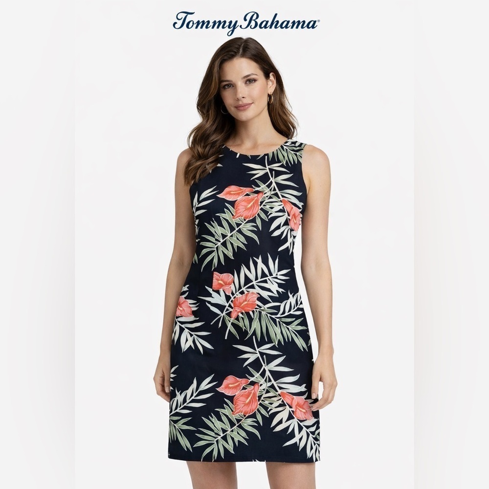 Vintage Tommy Bahama BlackFloral 100% Silk Dress Size 4
